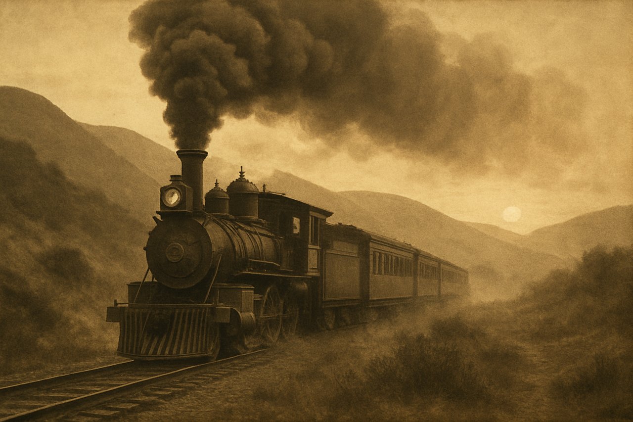 Train billowing smoke